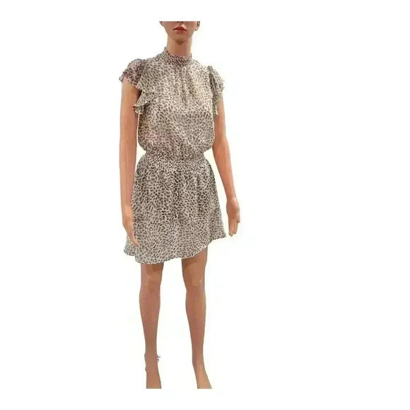 Chic Animal Print Mini Dress with Flutter Sleeves - Picture 1 of 6